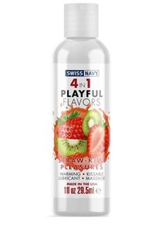 Массажный гель 4-в-1 Straw-Kiwi Pleasures с ароматом клубники и киви (29,5 мл)