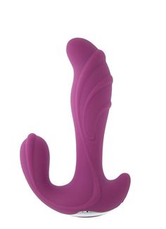 Фиолетовый вибратор с клиторальной стимуляцией NAGHI N5 RECHARGEABLE DUO VIBRATOR
