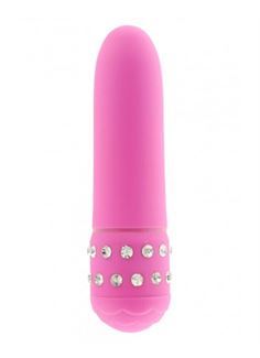 Розовый вибратор с кристаллами Diamond Pink Petit (11 см)