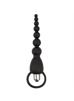 Чёрная анальная цепочка с вибрацией Sex Expert (15,5 см)