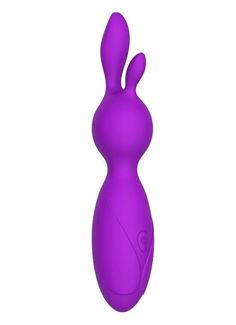 Фиолетовый мини-вибратор Emily с ушками - 16 см.