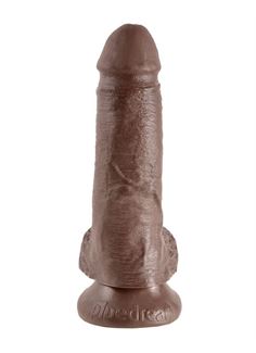 Коричневый фаллоимитатор с мошонкой 7" Cock with Balls (19,4 см)
