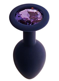 Черничная анальная пробка с фиолетовым кристаллом Gamma L (9,4 см)