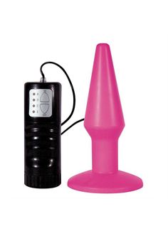 Розовая анальная пробка с вибрацией Brutal Pink Plug Medium (14 см)