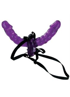 Фиолетовый страпон Double Delight Strap-on с вагинальной пробкой (15 см)