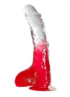 Красный фаллоимитатор JELLY JOY - FADE OUT DONG 8INCH с прозрачной верхней частью (20 см)