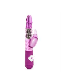 Розовый вибратор Luxe Rabbit 2 с клиторальной стимуляцией (26 см)