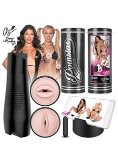 Мастурбатор PORNSTAR с 2 рукавами и вибрацией - вагина Zoey Monroe и ротик Alexis Amore