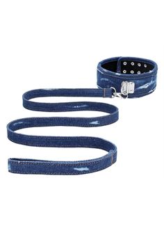 Синий джинсовый ошейник Roughend Denim Collar With Leash