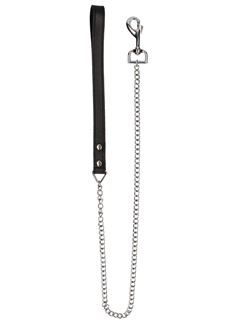 Черный поводок Leather Handle Chain Lead