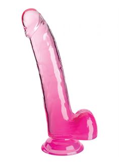 Розовый фаллоимитатор с мошонкой на присоске 9’’ Cock with Balls (24,8 см)