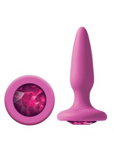 Розовая анальная пробка с розовым кристаллом Glams Mini Pink Gem (8,4 см)