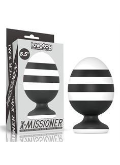 Черно-белая анальная втулка 5.5" X-Missioner Butt Plug (14 см)