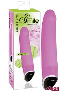 Розовый вибратор Smile Happy - 22 см.
