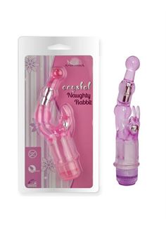 Фиолетовый вибростимулятор Crystal Naughty Rabbit (20 см)