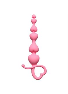 Розовая анальная цепочка Begginers Beads - 18 см.