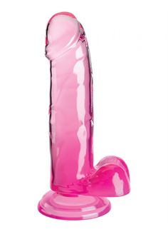 Розовый фаллоимитатор с мошонкой на присоске 7’’ Cock with Balls (20,3 см)