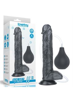 Черный фаллоимитатор-гигант с грушей 11" Squirt Extreme Dildo (27,5 см)
