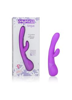 Фиолетовый вибромассажер Impress Tongue со стимуляцией клитора - 18 см.