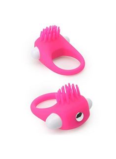 Розовое эрекционное кольцо с щеточкой LIT-UP SILICONE STIMU RING 5