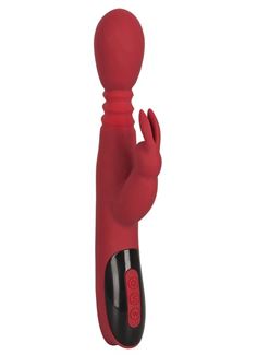 Красный вибратор Rabbit Vibrator с клиторальным отростком (26,5 см)