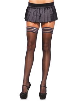 Чулки с широкой каймой Sheer Stay Up With Striped Top