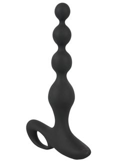Черная анальная цепочка с вибрацией Rechargeable Anal Beads (20 см)