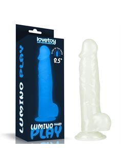 Прозрачный, светящийся в темноте фаллоимитатор Lumino Play Dildo 8.5" (21,5 см)