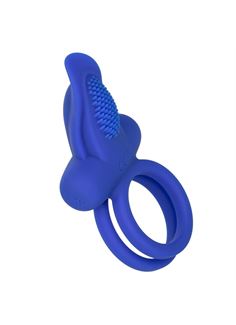 Синее перезаряжаемое эрекционное кольцо Silicone Rechargeable Dual Pleaser Enhancer