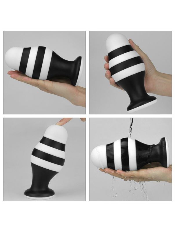 Черно-белая анальная втулка 6.5" X-Missioner Butt Plug (17 см)