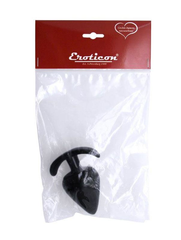 Черная коническая анальная пробка с ограничителем (9,5 см)