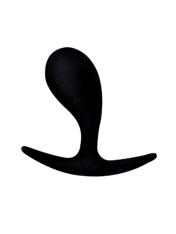 Черная изогнутая анальная пробка-якорь размера M (6,8 см)