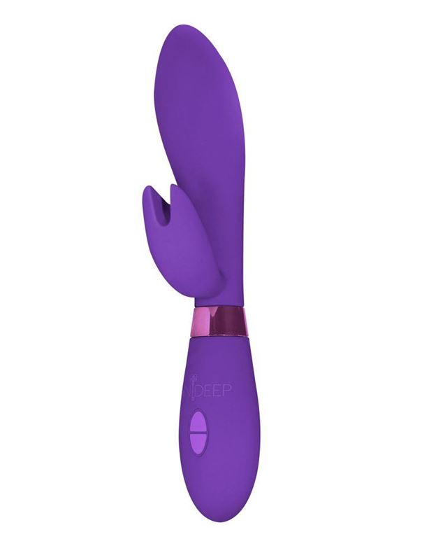 Фиолетовый вибратор Leyla с клиторальным отростком (20,5 см)