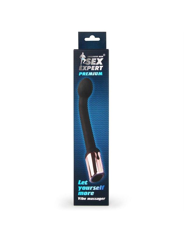 Черный перезаряжаемый вибростимулятор простаты (22 см)