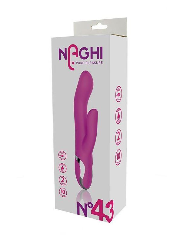 Розовый вибратор кролик NAGHI NO.43 RECHARGEABLE DUO VIBRATOR (23 см)