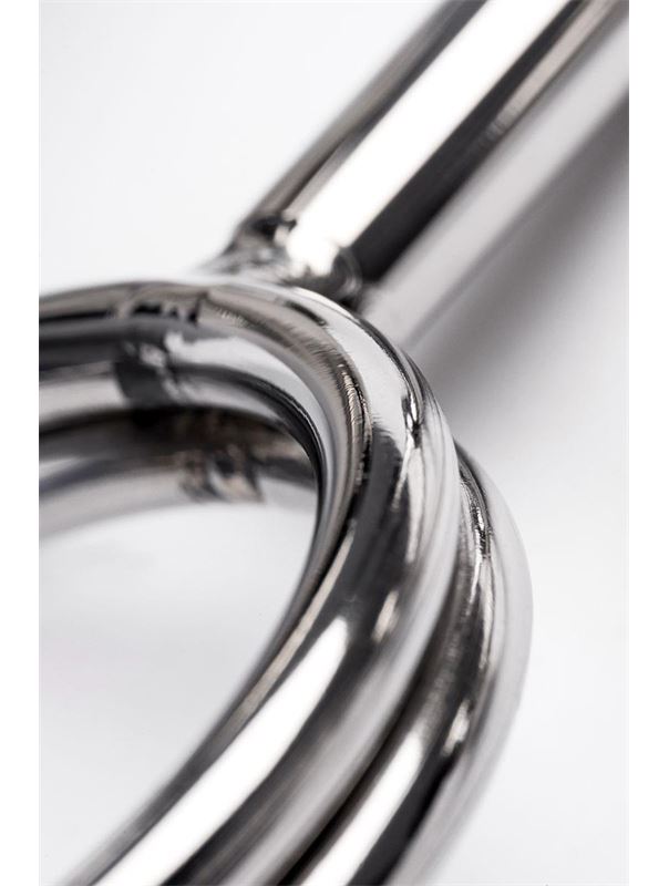 Серебристые бондажные стринги со сменными шарами