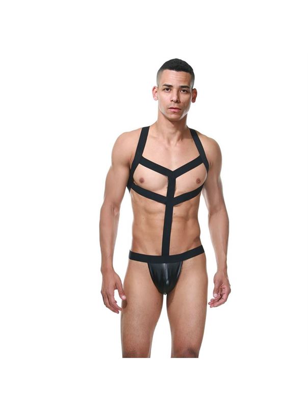 Пикантное мужское боди с эластичными перемычками
