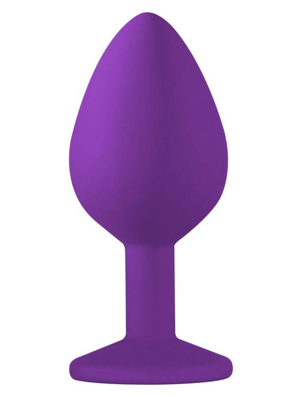 Средняя фиолетовая анальная пробка Emotions Cutie Medium с прозрачным кристаллом (8,5 см)