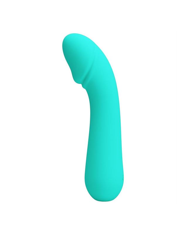 Бирюзовый силиконовый вибратор Cetus для G-точки (15 см)