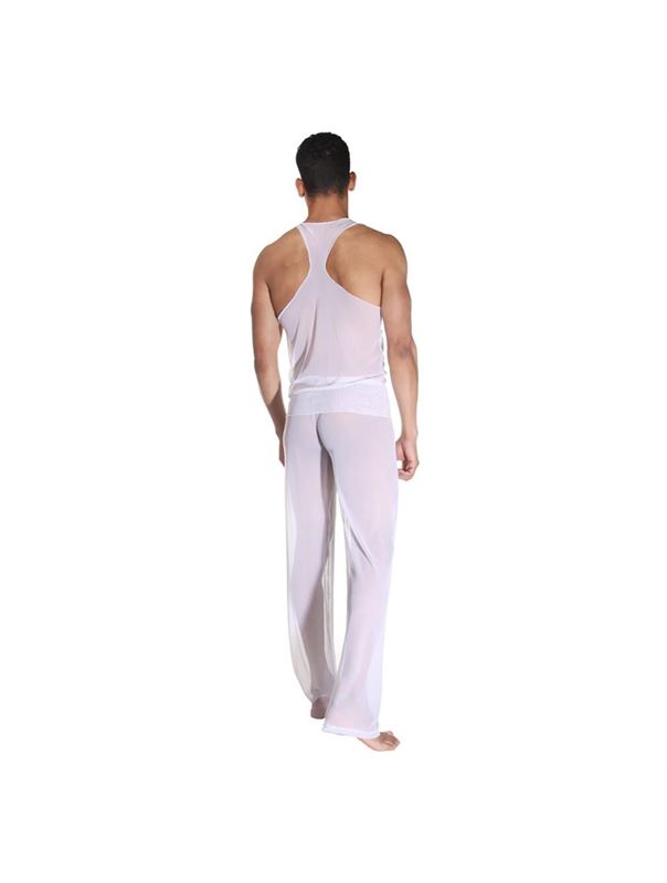 Белый полупрозрачный комплект: майка и брюки