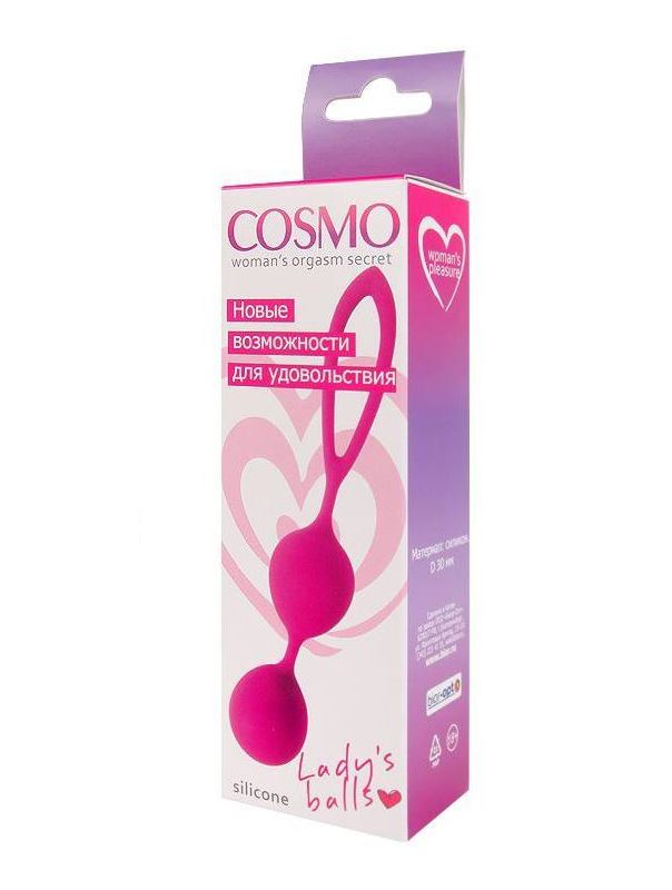 Ярко-розовые вагинальные шарики Cosmo с петелькой