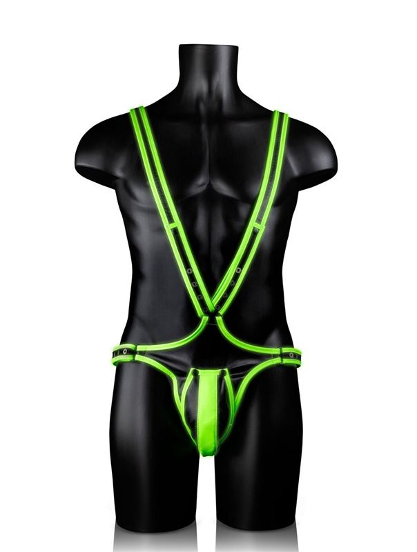 Мужская люминесцентная сбруя на тело (размер L-XL)
