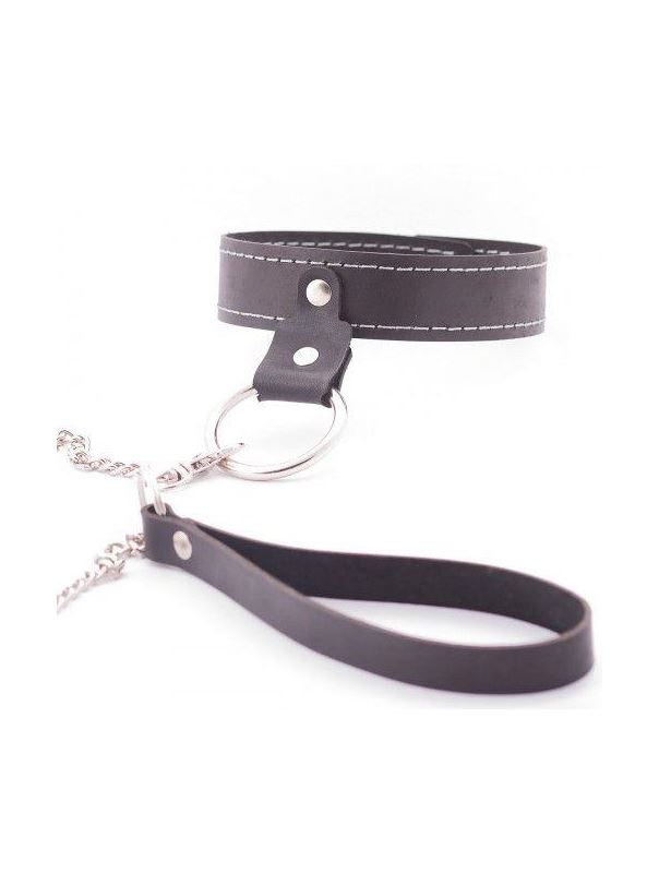 Узкий однослойный ошейник с поводком