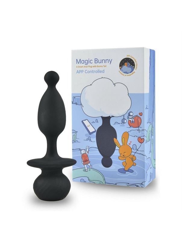 Черная анальная пробка с белым хвостиком Magic Bunny
