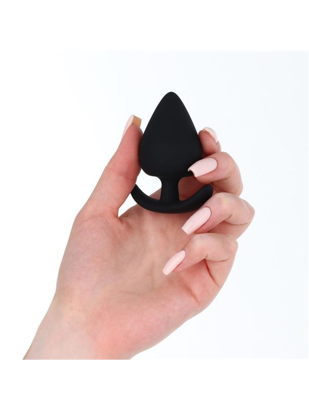 Черная силиконовая анальная пробка Soft-touch (6,7 см)