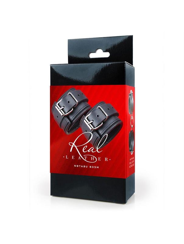Черные широкие кожаные наручники