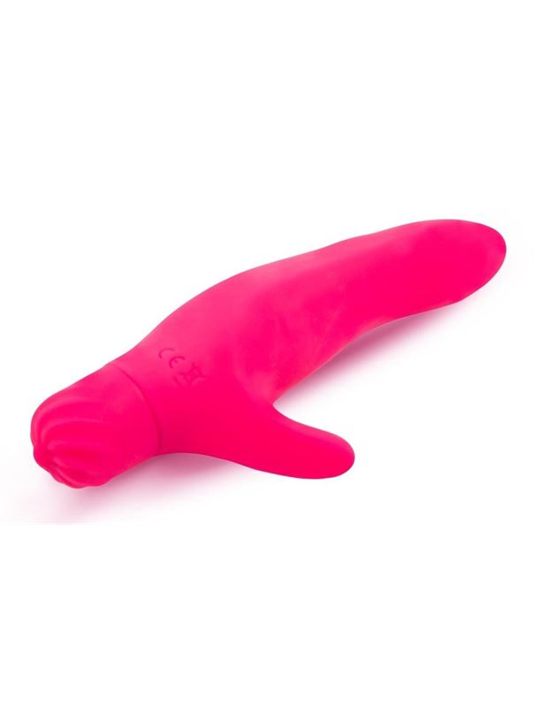 Розовый вибратор с клиторальным отростком (17 см)