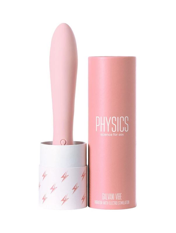 Розовый силиконовый вибратор с электростимуляцией PHYSICS GALVANI VIBE (21 см)
