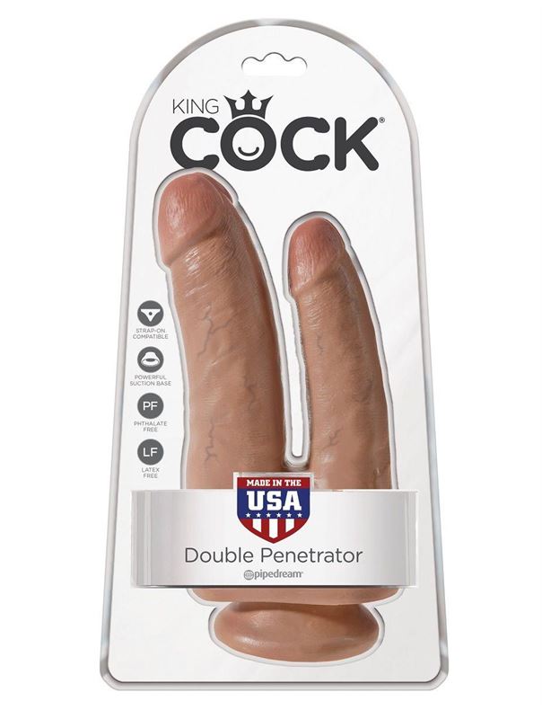 Анально-вагинальный фаллоимитатор-мулат King Cock - Double Penetrator (20,9 см)