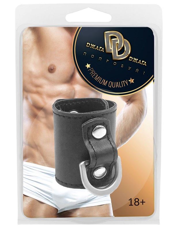 Черный бандаж на пенис и мошонку с D-образным кольцом